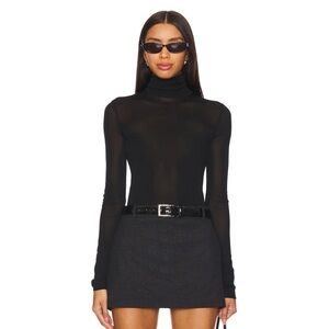 EAVES Alexander Sheer Turtleneck Sweater in Black